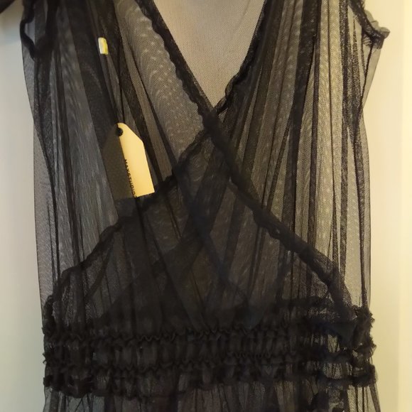 NWT  MAX STUDIO "Special Edition" Silk Nylon Boho Style Midi Dress Black Small - Picture 5 of 11